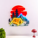 Camping Under Red Moon LED Neon Sign Light Pop Art