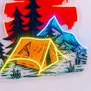 Camping Under Red Moon LED Neon Sign Light Pop Art