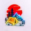 Camping Under Red Moon LED Neon Sign Light Pop Art