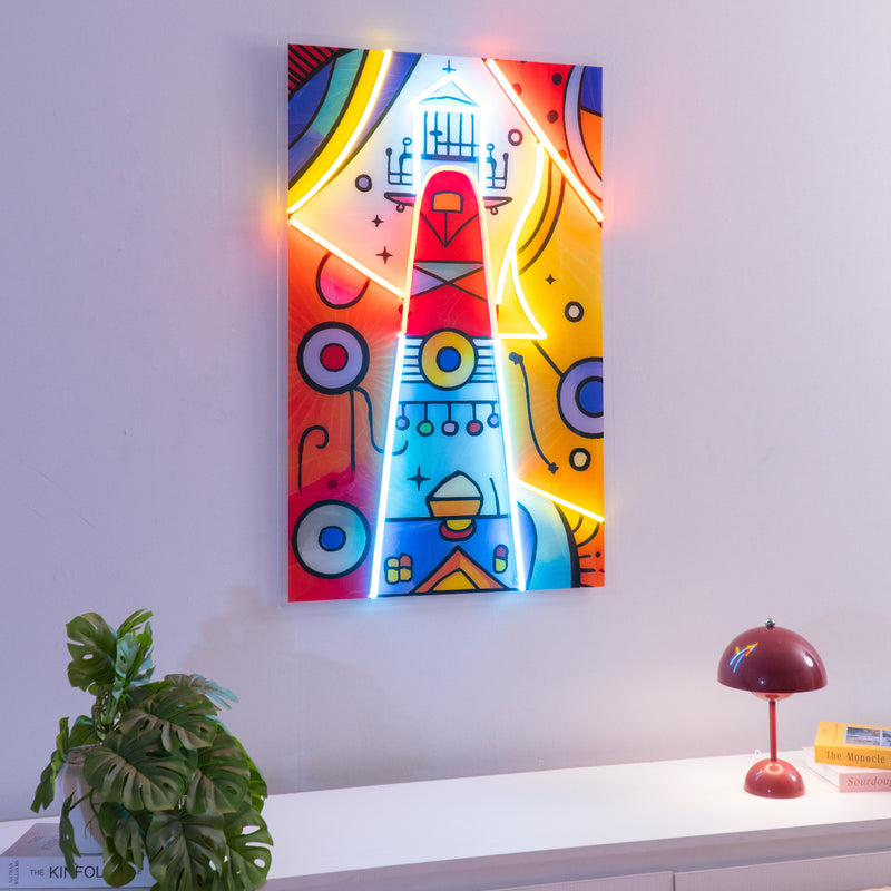 Lighthouse Painting In Abstract Art LED Neon Sign Light Pop Art