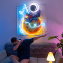 Astronaut Fishing Led Neon Acrylic Artwork