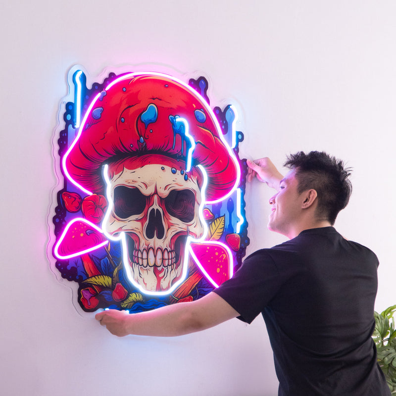 A Skull With A Mushroom Hat LED Neon Sign Light Pop Art