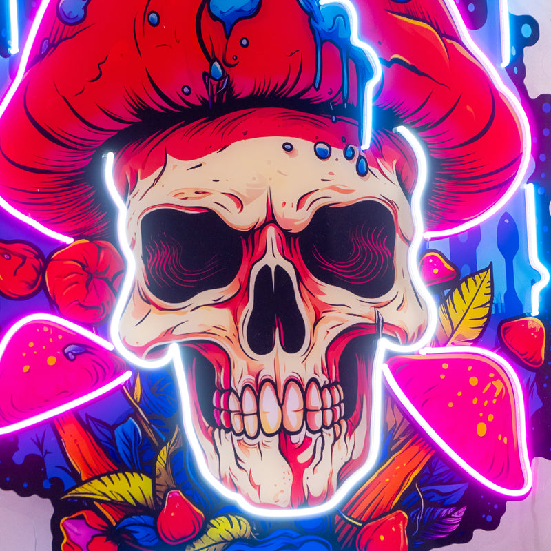 A Skull With A Mushroom Hat LED Neon Sign Light Pop Art