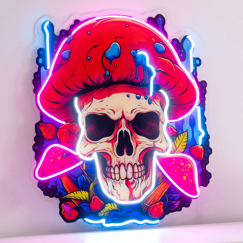 A Skull With A Mushroom Hat LED Neon Sign Light Pop Art