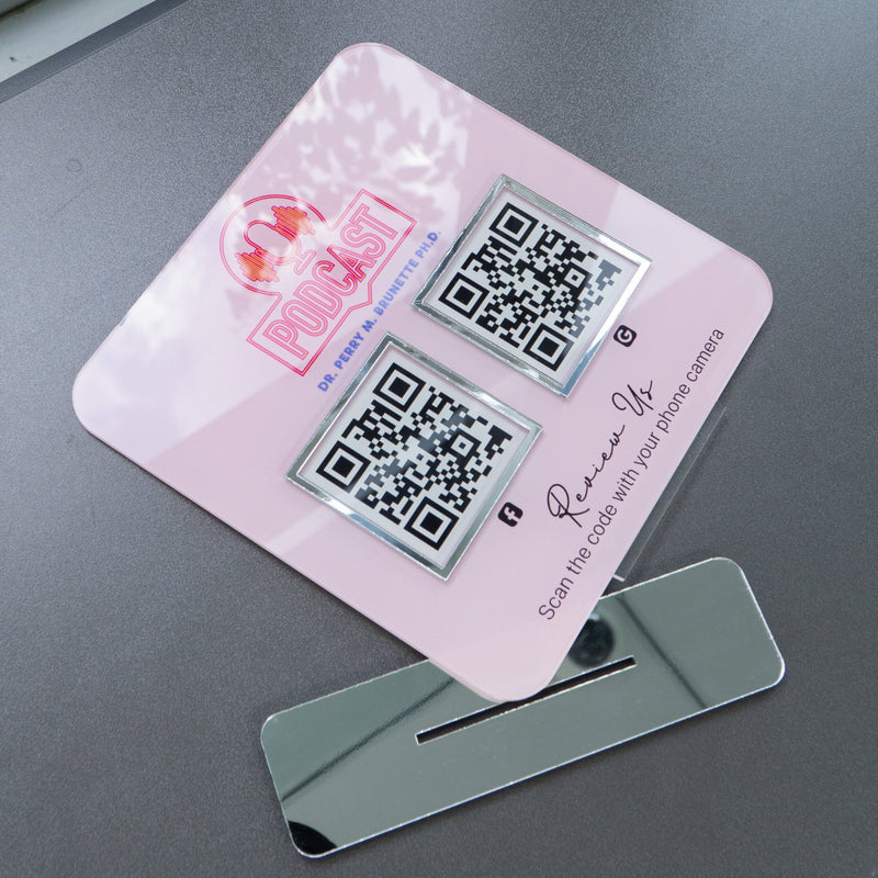 Custom Double QR Code Square Stand Layout A