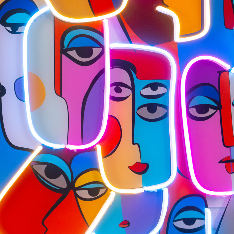 Multiple Colorful Faces Abstract Art LED Neon Sign Light Pop Art