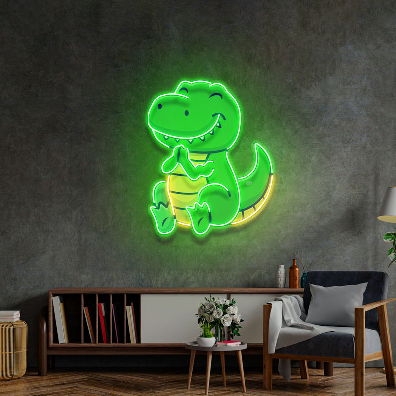 Dinosaur Clapping LED Neon Sign Light Pop Art