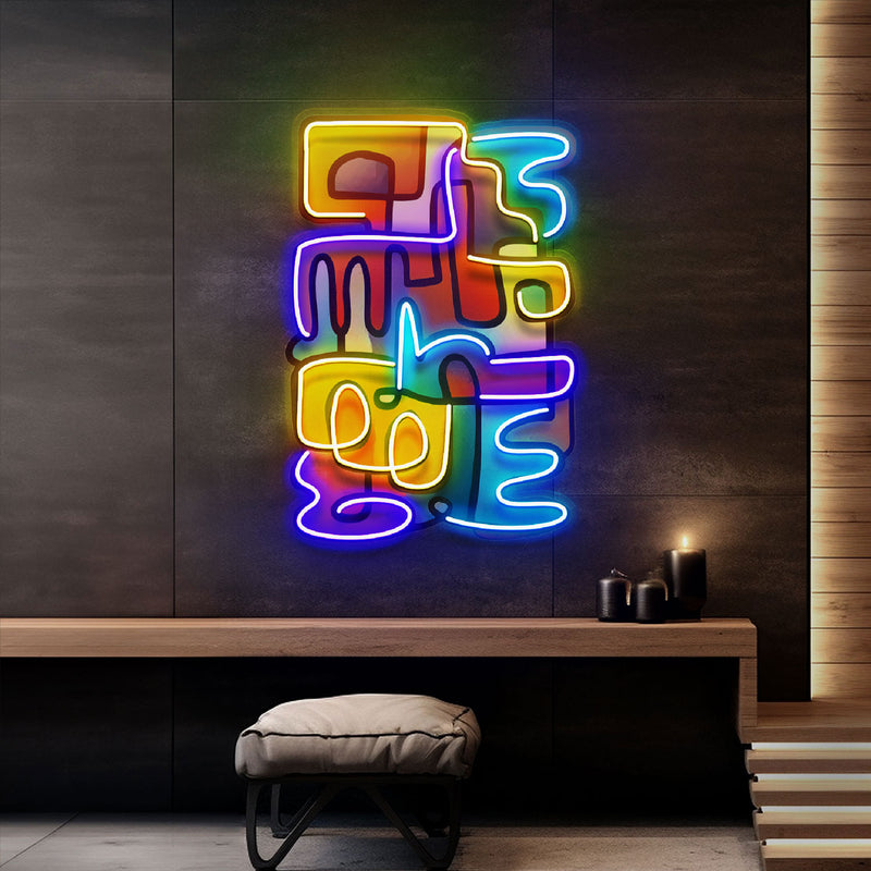 Doodle Painting Abstract Art LED Neon Sign Light Pop Art