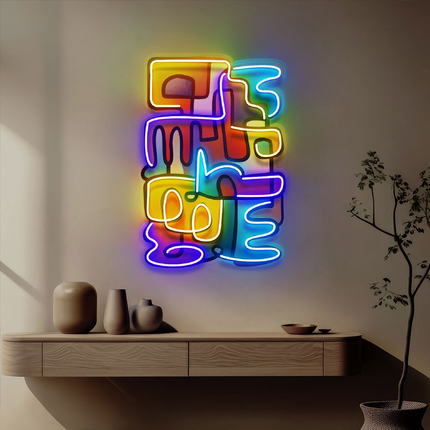 Doodle Painting Abstract Art LED Neon Sign Light Pop Art