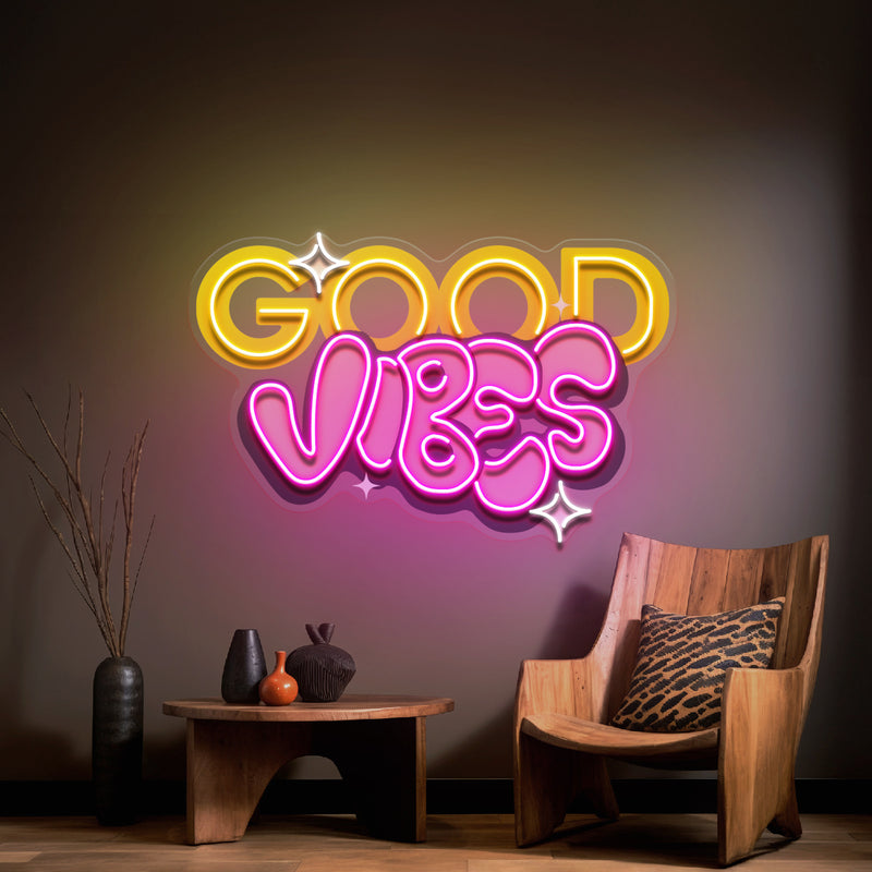 Dynamic Callipraphy GOOD VIBES LED Neon Sign Light Pop Art