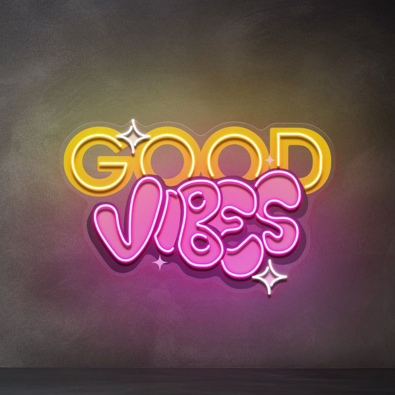 Dynamic Callipraphy GOOD VIBES LED Neon Sign Light Pop Art