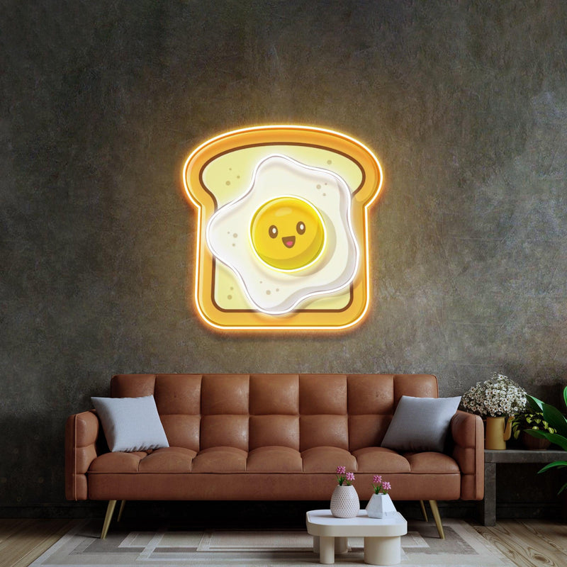 Eggs on Toast Led Neon Acrylic Artwork - Custom Neon Signs | LED Neon Signs | Zanvis Neon®