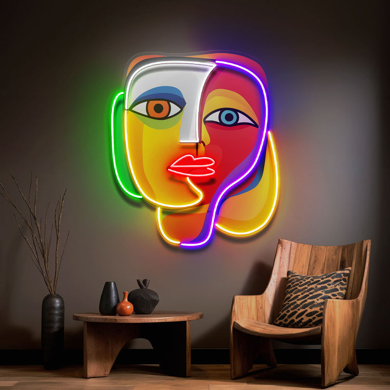 Elegant Looking Portrait Abstract Art LED Neon Sign Light Pop Art