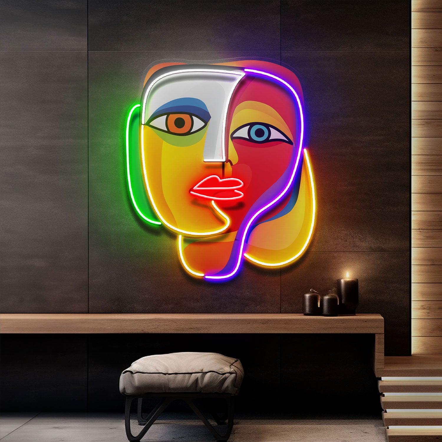 Elegant Looking Portrait Abstract Art LED Neon Sign Light Pop Art