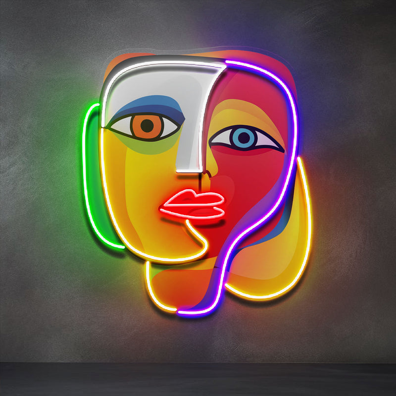 Elegant Looking Portrait Abstract Art LED Neon Sign Light Pop Art