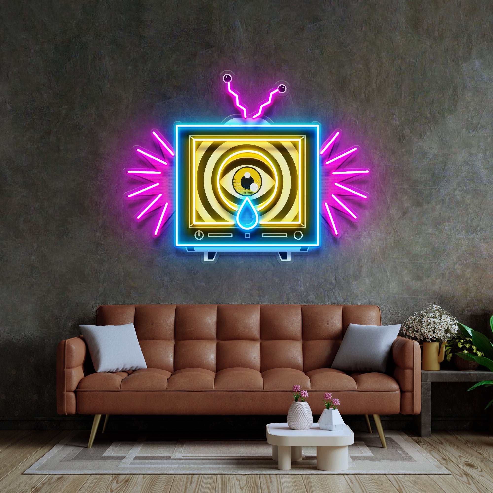 Emotionless Television Is Crying LED Neon Sign Light Pop Art