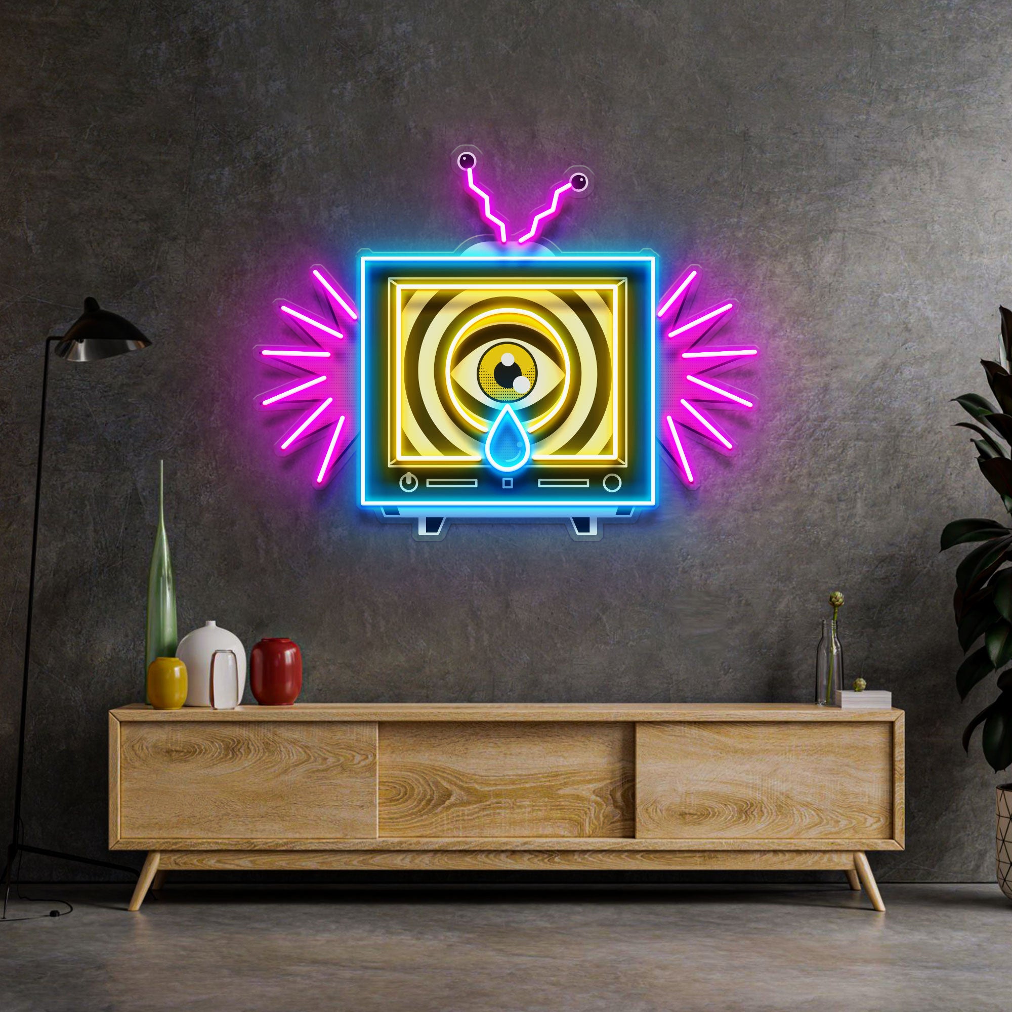 Emotionless Television Is Crying LED Neon Sign Light Pop Art