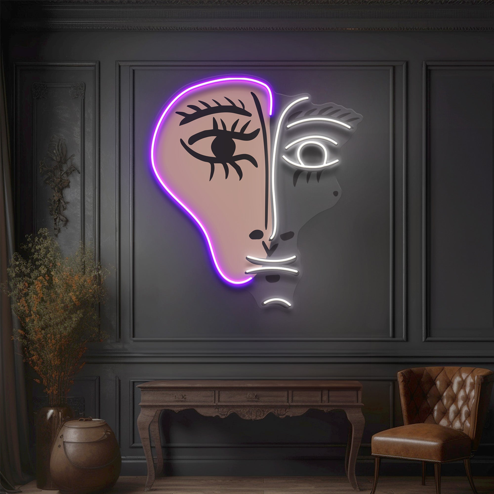 Face With Color Shape LED Neon Sign Light