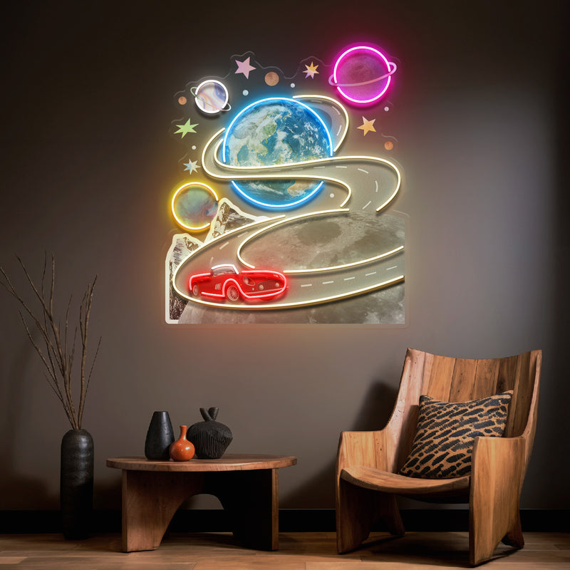 Fantastic Trip To The Moon Collapse Art LED Neon Sign Light Pop Art