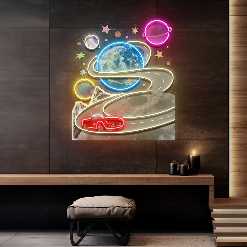 Fantastic Trip To The Moon Collapse Art LED Neon Sign Light Pop Art