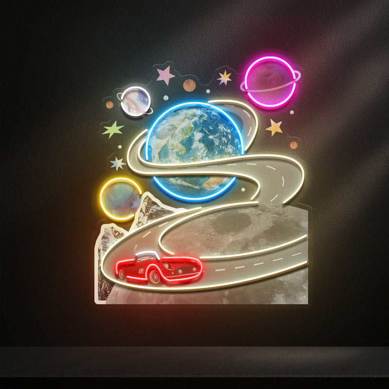 Fantastic Trip To The Moon Collapse Art LED Neon Sign Light Pop Art