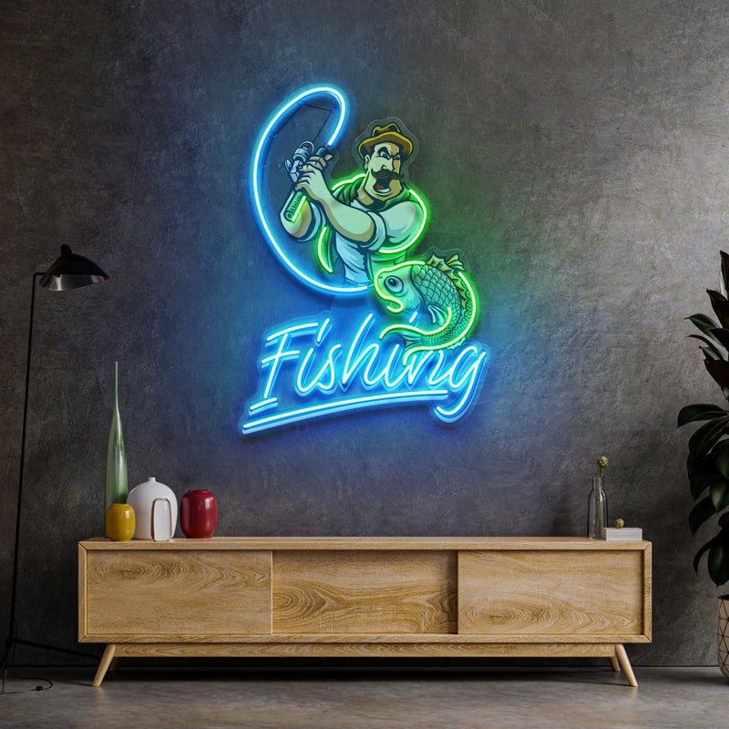 Ferocious Fisherman LED Neon Sign Light Pop Art