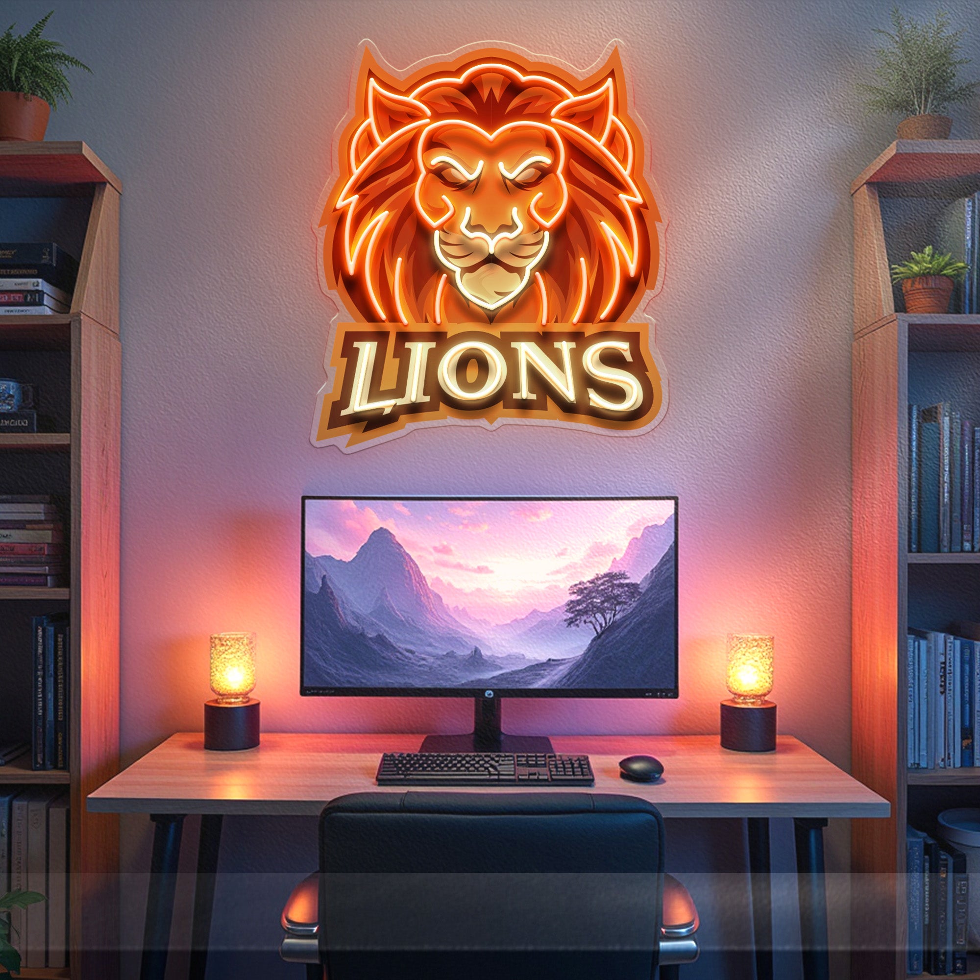 Ferocious Lions LED Neon Sign Light Pop Art