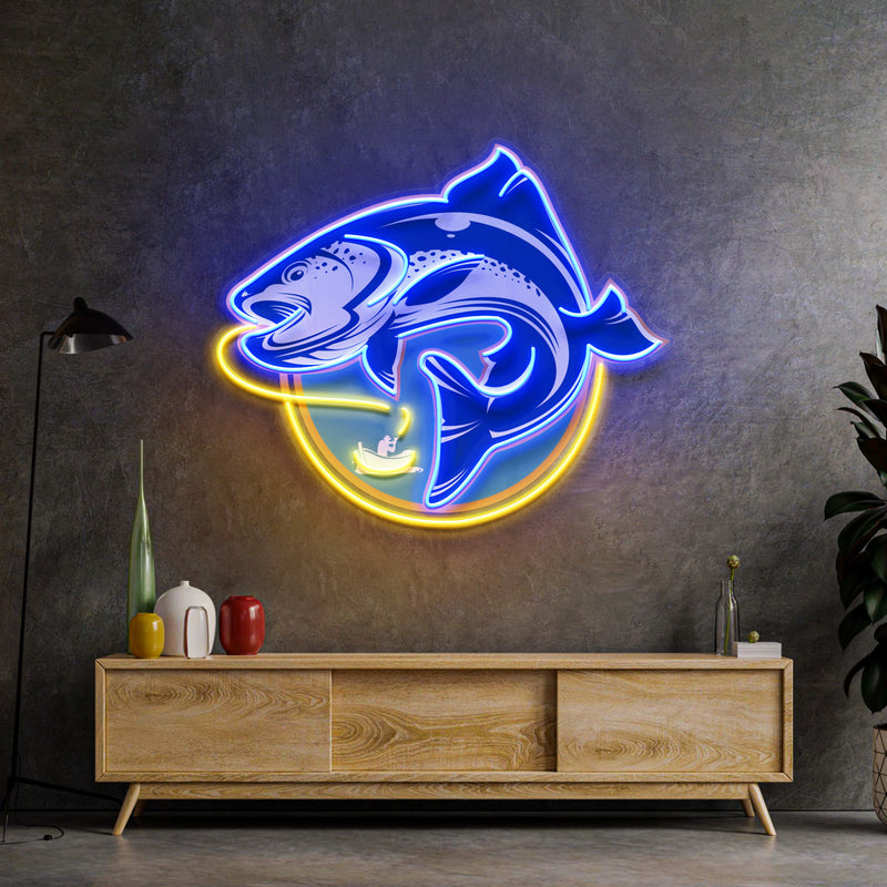 Fishermen Catch Fish LED Neon Sign Light Pop Art