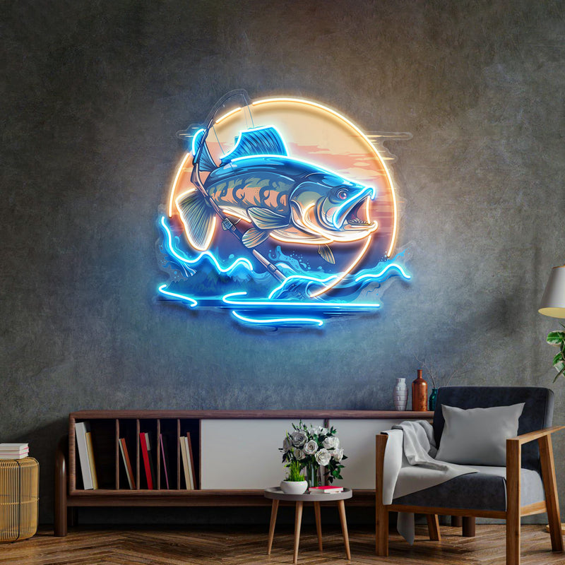 Fishing Cartoon LED Neon Sign Light Pop Art