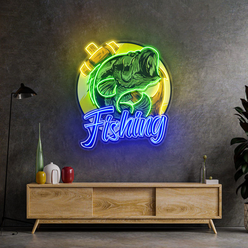 Fishing With A Large Anchor LED Neon Sign Light Pop Art