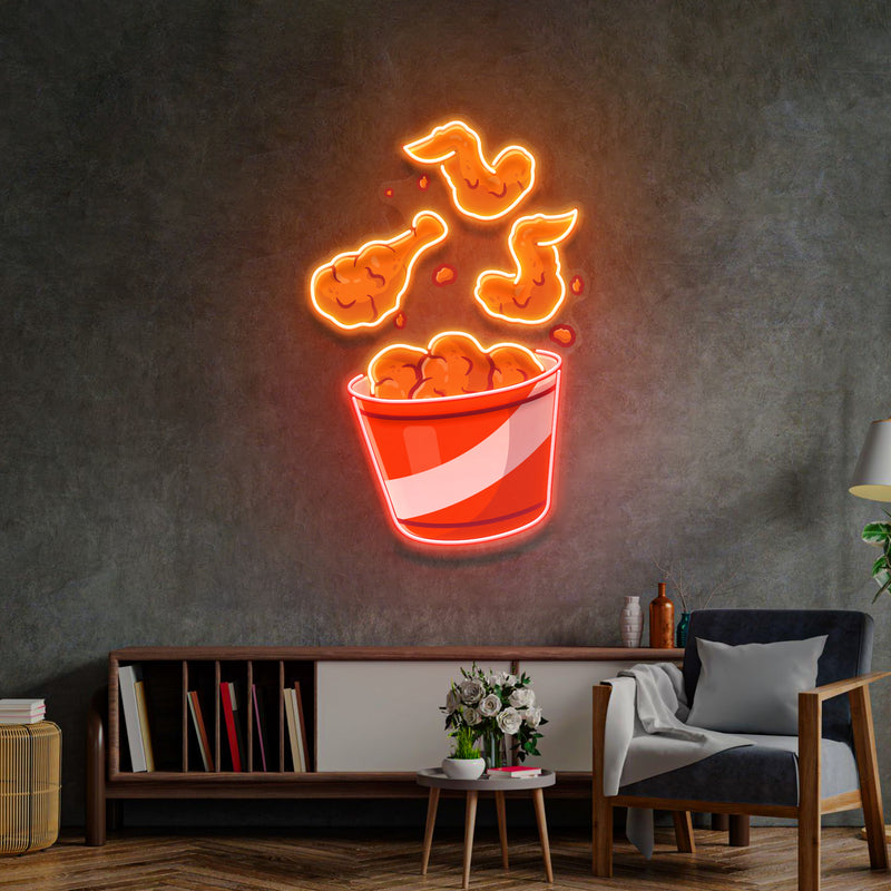 Flying Fried Chicken LED Neon Sign Light Pop Art