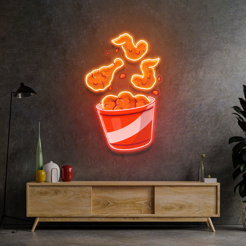 Flying Fried Chicken LED Neon Sign Light Pop Art