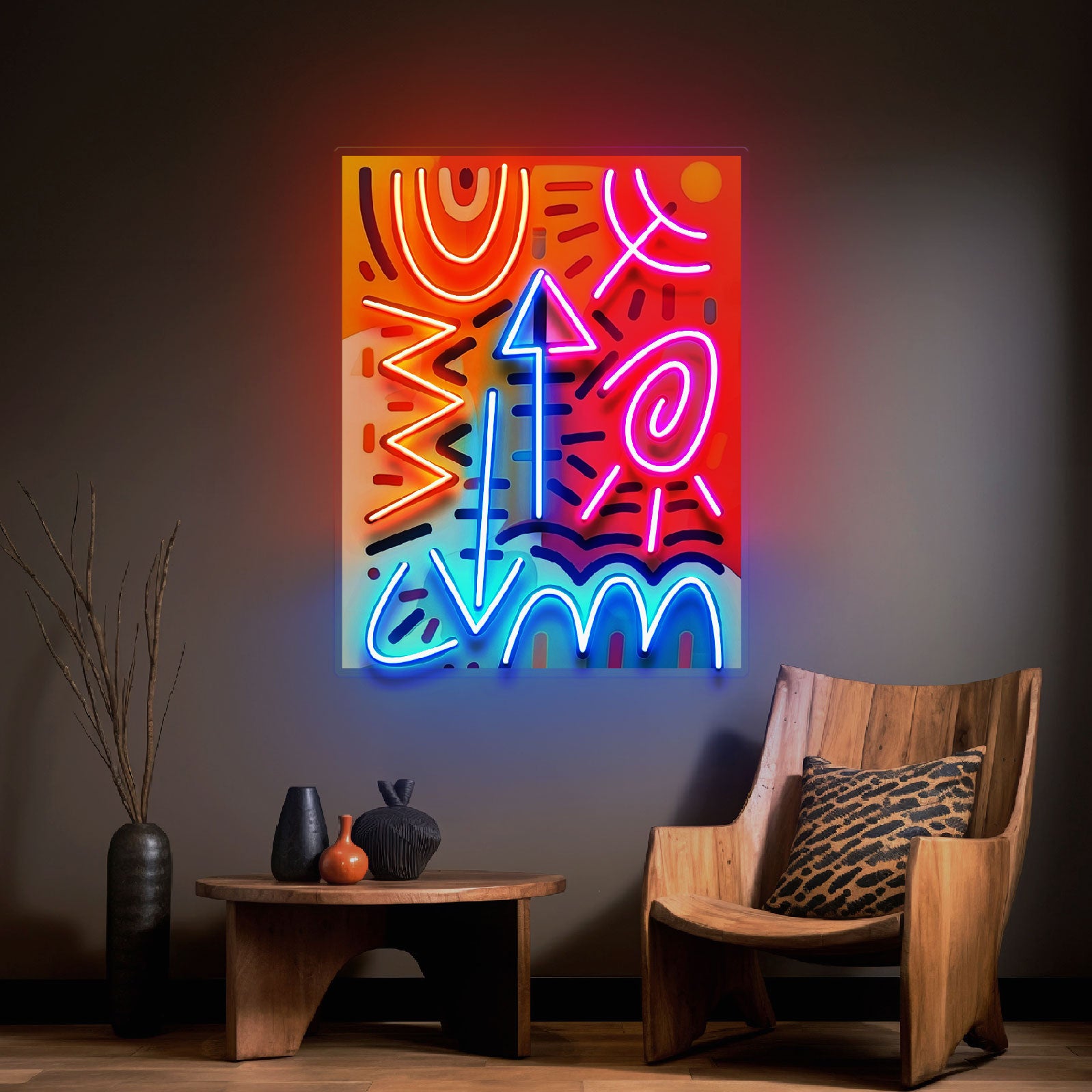 Geometric Colorful Doodle Abstract Art LED Neon Sign Light Pop Art