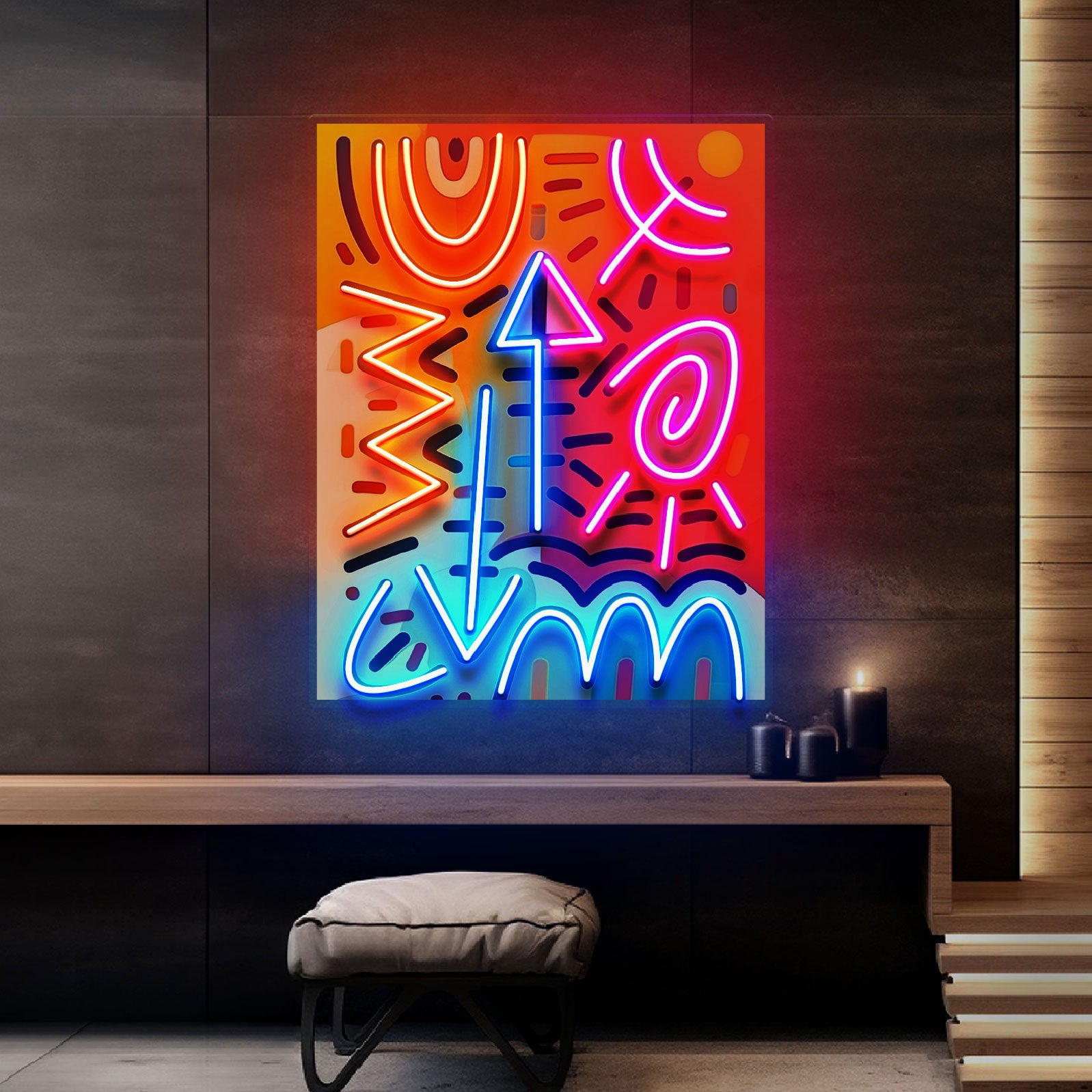 Geometric Colorful Doodle Abstract Art LED Neon Sign Light Pop Art