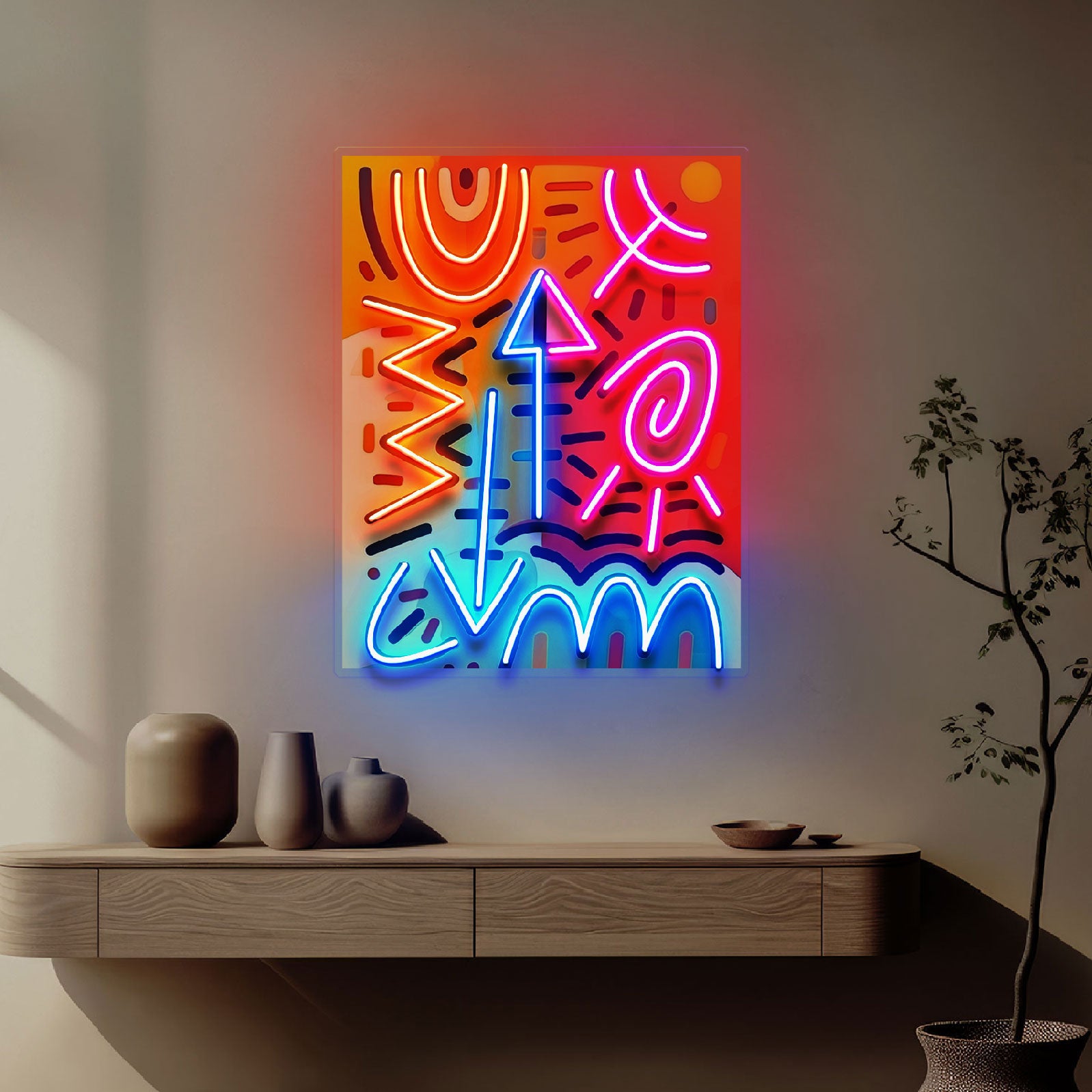 Geometric Colorful Doodle Abstract Art LED Neon Sign Light Pop Art