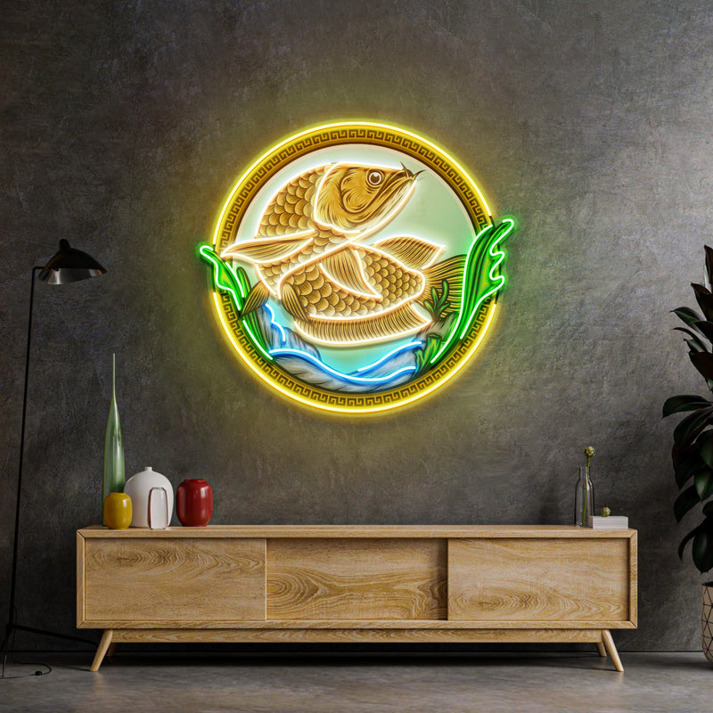 Goldfish In Round Frame LED Neon Sign Light Pop Art
