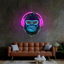 Gorilla with Headphones LED Neon Sign Light Pop Art