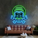 Green Biker Skull LED Neon Sign Light Pop Art
