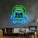 Green Biker Skull LED Neon Sign Light Pop Art