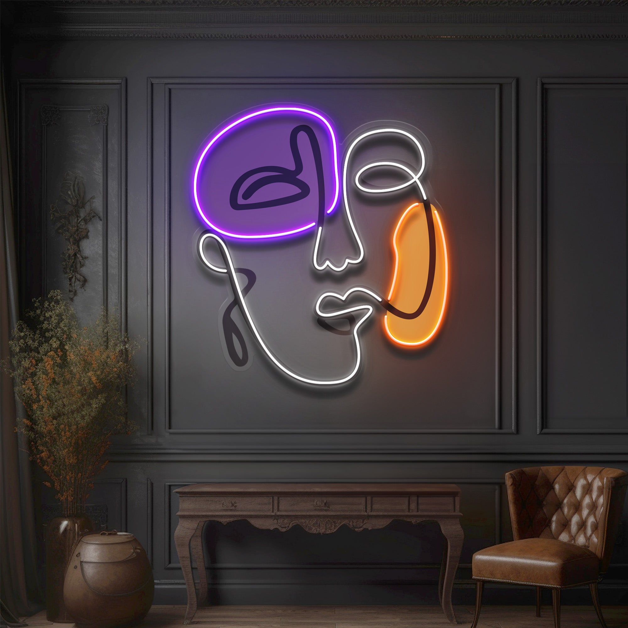 Happy Face Abstract Art LED Neon Sign Light