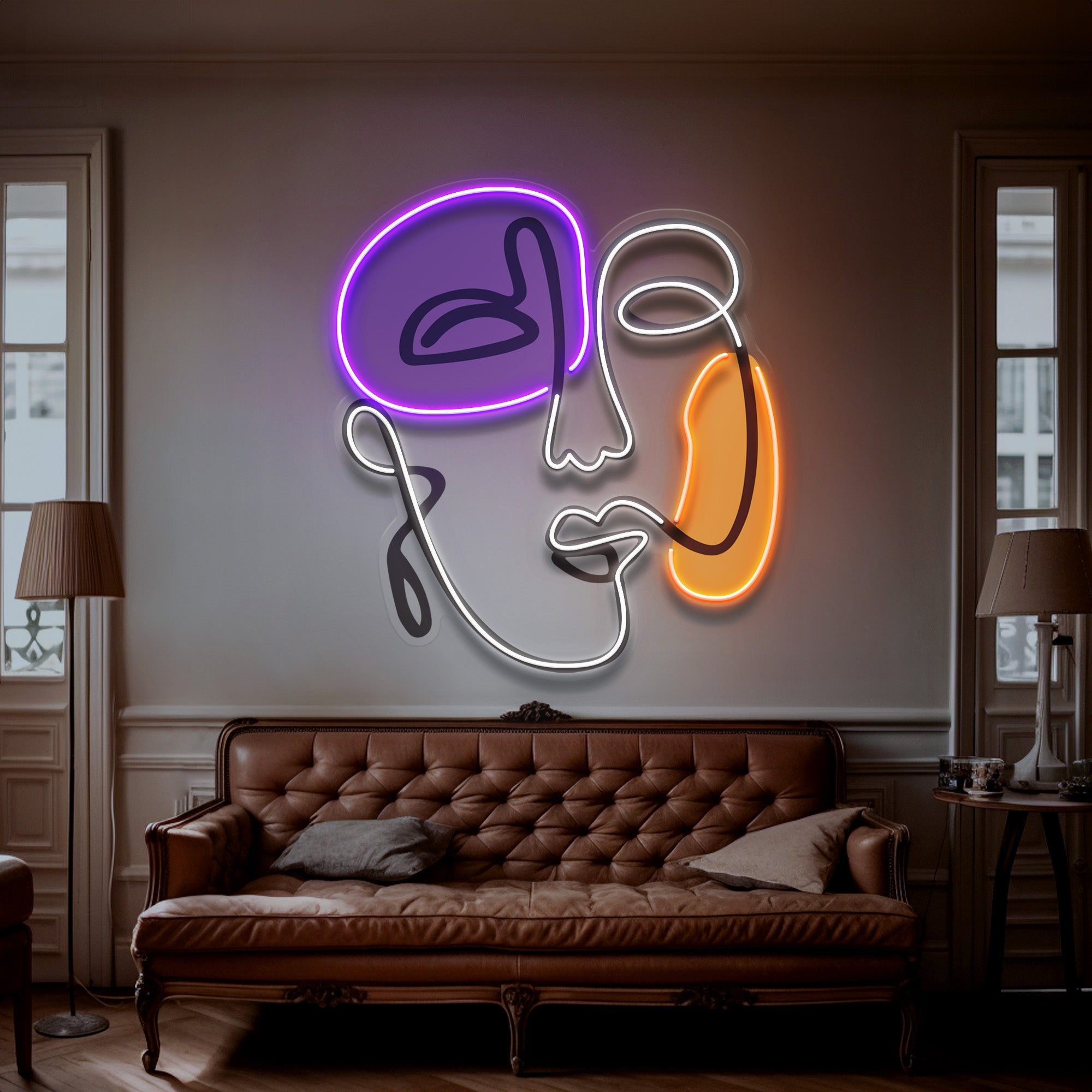 Happy Face Abstract Art LED Neon Sign Light