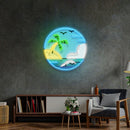 Hawaii Beach Circle LED Neon Sign Light Pop Art