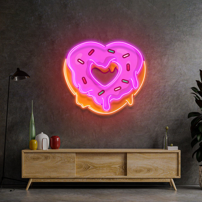 Heart Shaped Donut LED Neon Sign Light Pop Art