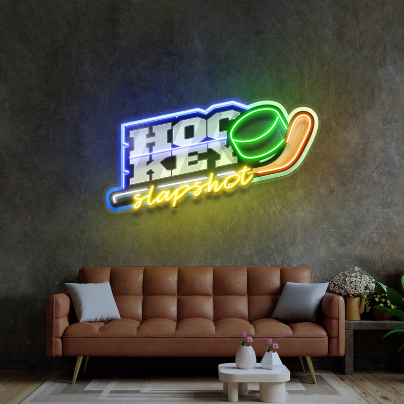 Hockey Slapshot LED Neon Sign Light Pop Art