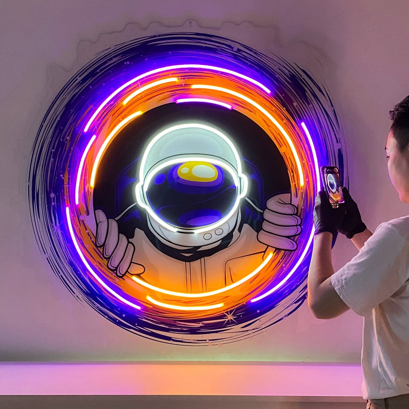 Astronauts Black Holes LED Neon Sign Light Pop Art