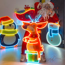 Deer On Gift Christmas LED Neon Acrylic Artwork