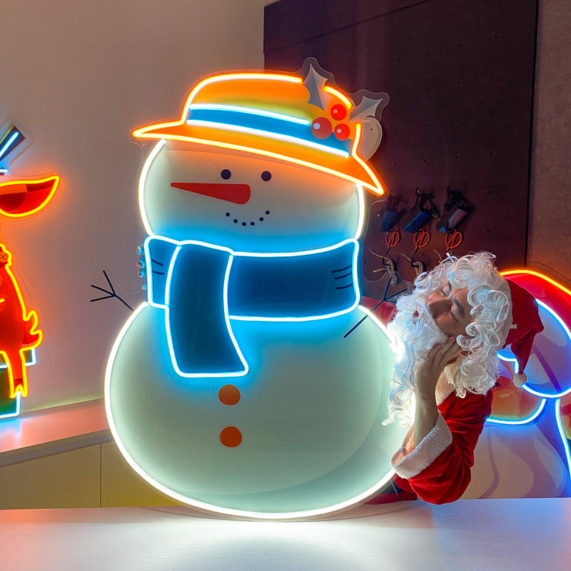 Plump Snowman Christmas LED Neon Acrylic Artwork
