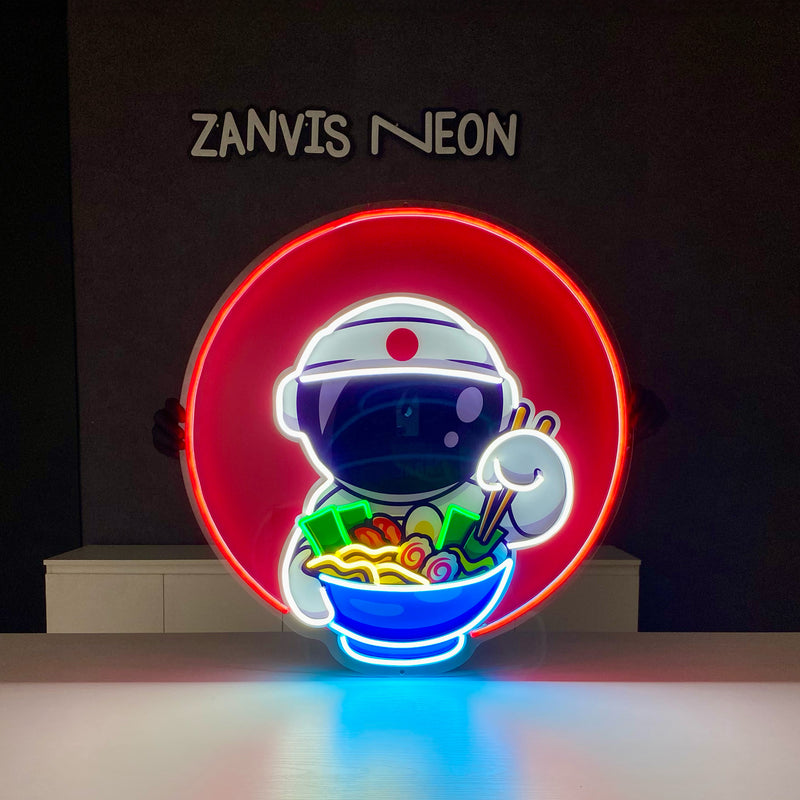 Astronaut Eating Ramen Led Neon Acrylic Artwork
