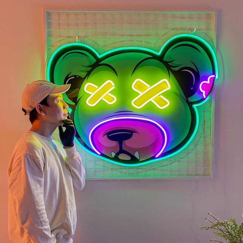 Dead Bear Cartoon Led Neon Acrylic Artwork