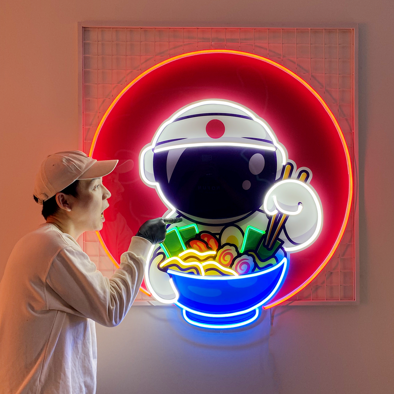 Astronaut Eating Ramen Led Neon Acrylic Artwork